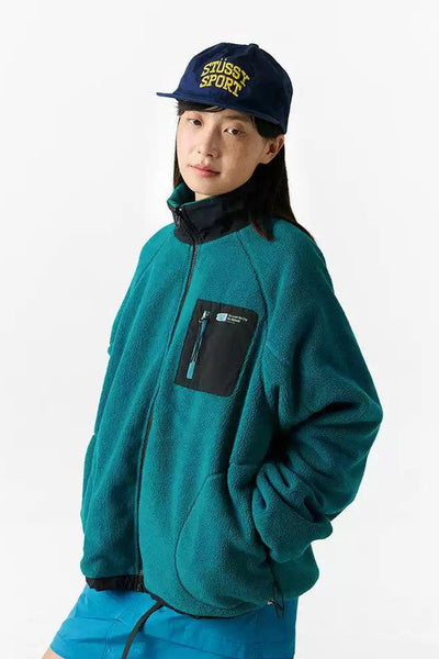 Contrast Pocket Reversible Fleece Jacket Korean Street Fashion Jacket By Crying Center Shop Online at OH Vault