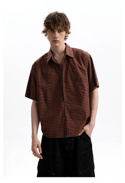 Boxy Cut Plaid Pattern Shirt Korean Street Fashion Shirt By A PUEE Shop Online at OH Vault