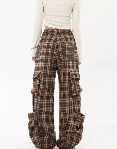 Oversized Pocket Plaid Cargo Pants Korean Street Fashion Pants By Blacklists Shop Online at OH Vault