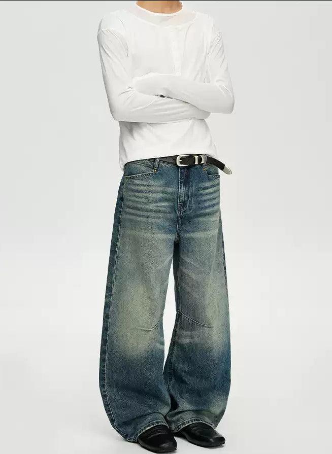 Washed Low Barrel Jeans Korean Street Fashion Jeans By A PUEE Shop Online at OH Vault