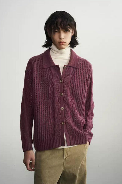 Patterned Plain Color Knit Cardigan Korean Street Fashion Cardigan By 11St Crops Shop Online at OH Vault