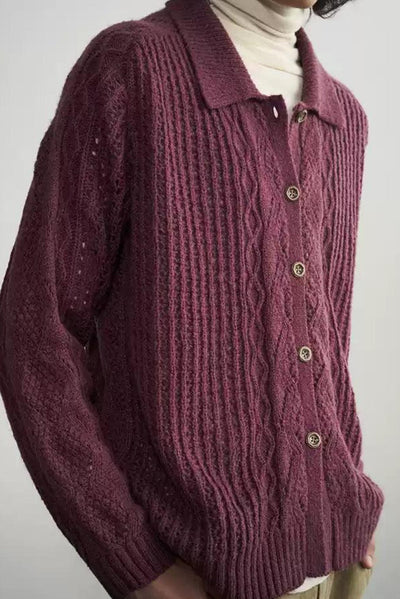 Patterned Plain Color Knit Cardigan Korean Street Fashion Cardigan By 11St Crops Shop Online at OH Vault