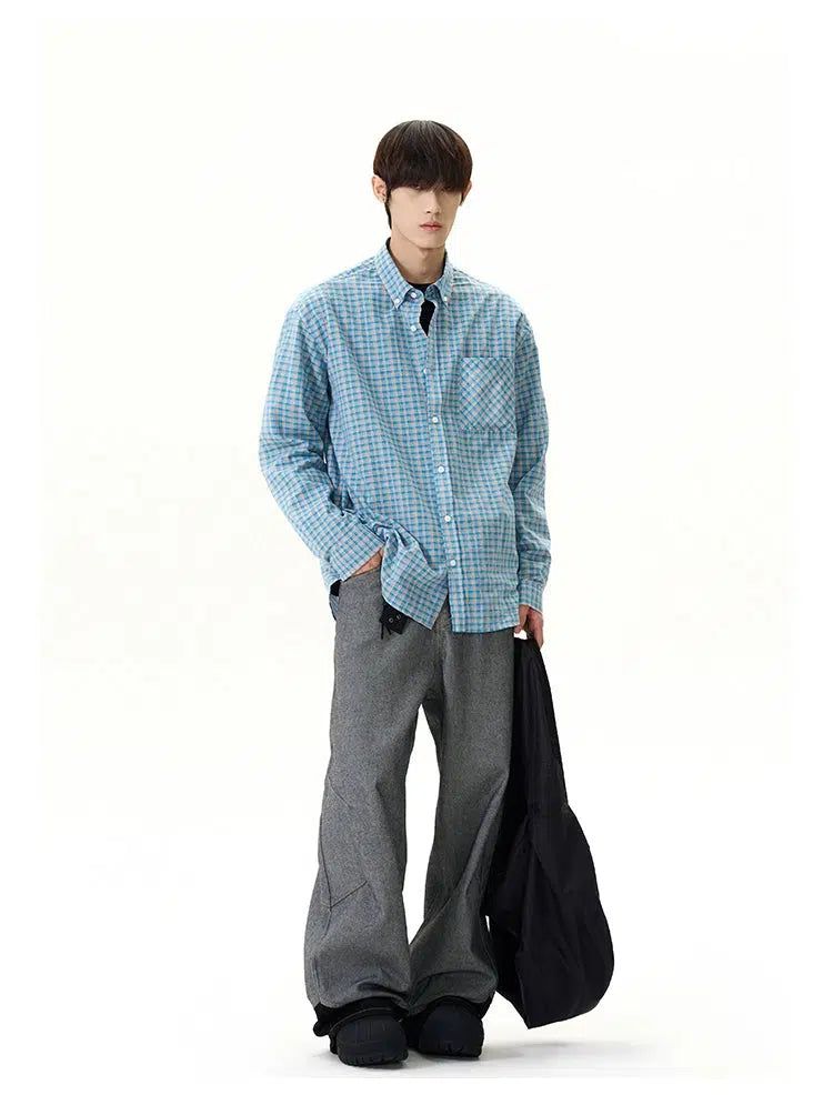 Plaid Long Sleeve Shirt Korean Street Fashion Shirt By A PUEE Shop Online at OH Vault