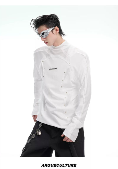 Slim Fit Thin Mesh Layers Mockneck Korean Street Fashion Mockneck By Argue Culture Shop Online at OH Vault