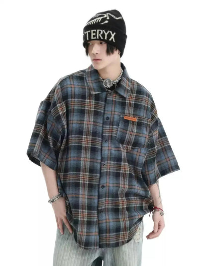 Oversized Plaid Shirt Korean Street Fashion Shirt By INS Korea Shop Online at OH Vault