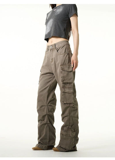 Washed Pleated Cargo Pants Korean Street Fashion Pants By 77Flight Shop Online at OH Vault