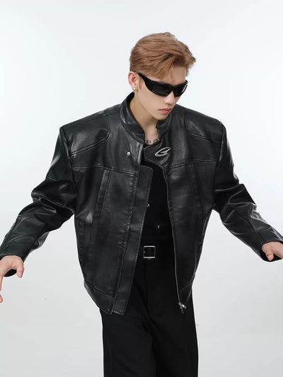 Motosport Zipped PU Leather Jacket Korean Street Fashion Jacket By Turn Tide Shop Online at OH Vault