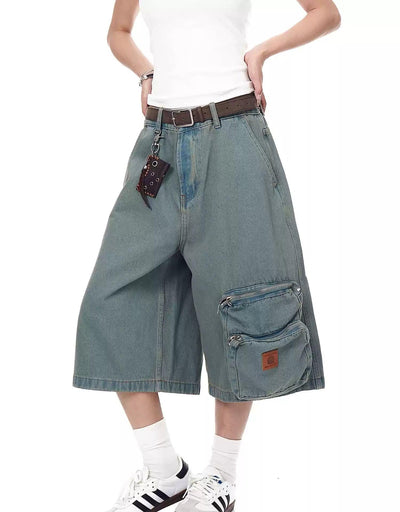 Double Zip Pockets Denim Shorts Korean Street Fashion Shorts By Blacklists Shop Online at OH Vault