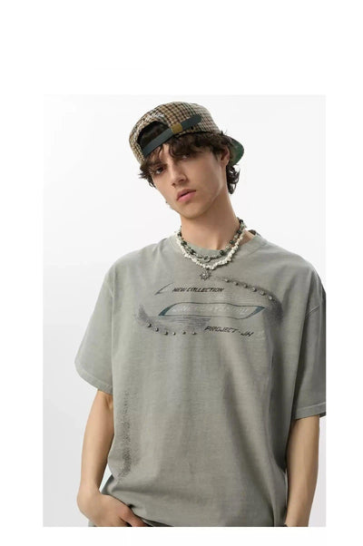 Distressed Letters Paint Smudged T-Shirt Korean Street Fashion T-Shirt By JHYQ Shop Online at OH Vault