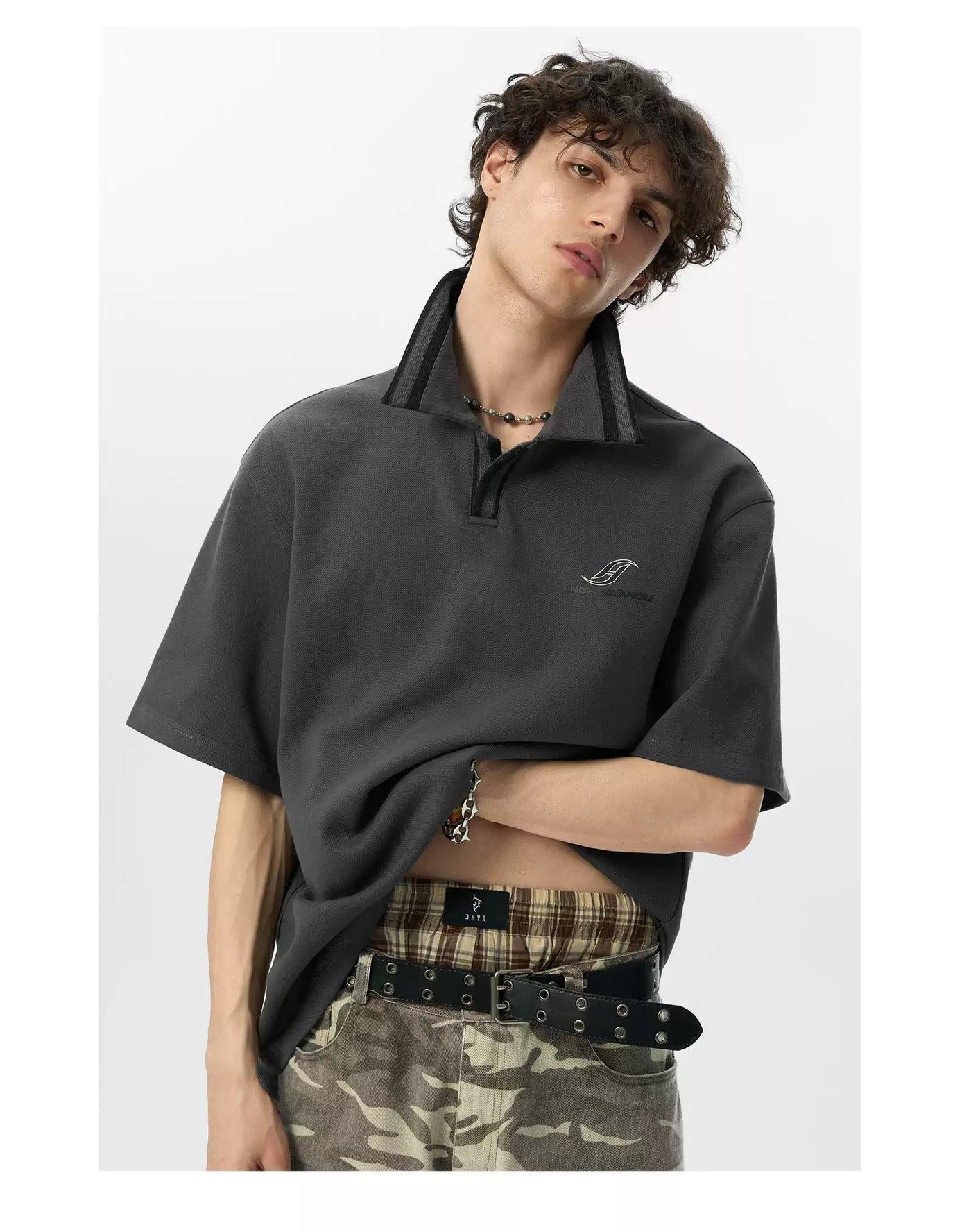 Casual Solid Color Polo Korean Street Fashion Polo By JHYQ Shop Online at OH Vault