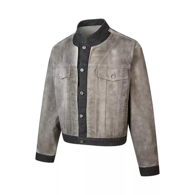 Contrast Spliced Faded Jacket Korean Street Fashion Jacket By Made Extreme Shop Online at OH Vault