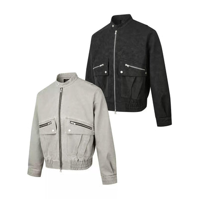 Ruched Hem Zipped Utility Jacket Korean Street Fashion Jacket By Made Extreme Shop Online at OH Vault