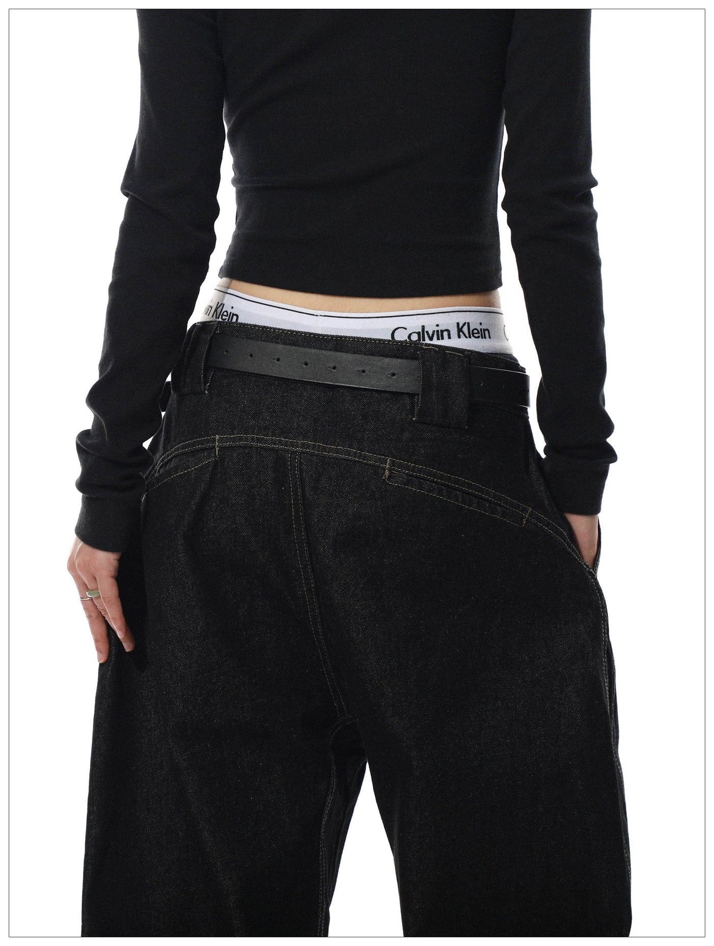 Top-Stitching Low-Rise Jeans Korean Street Fashion Jeans By Mr Nearly Shop Online at OH Vault