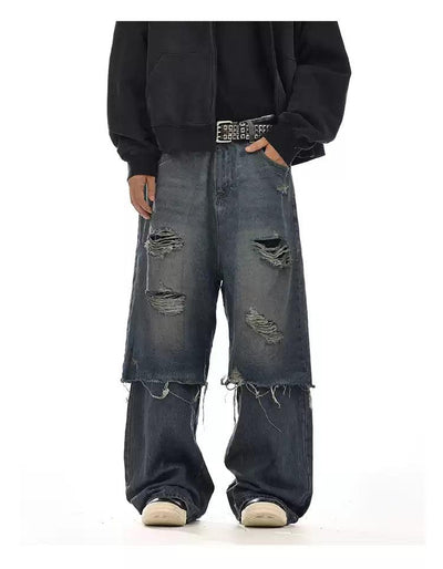 Layered Ripped Jeans Korean Street Fashion Jeans By MEBXX Shop Online at OH Vault