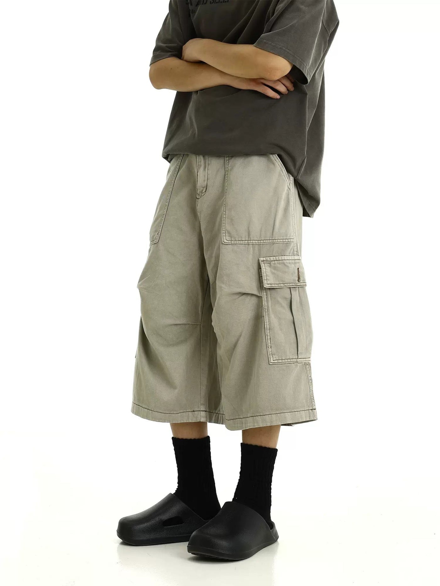 Wide Pockets Cargo Style Shorts Korean Street Fashion Shorts By MEBXX Shop Online at OH Vault