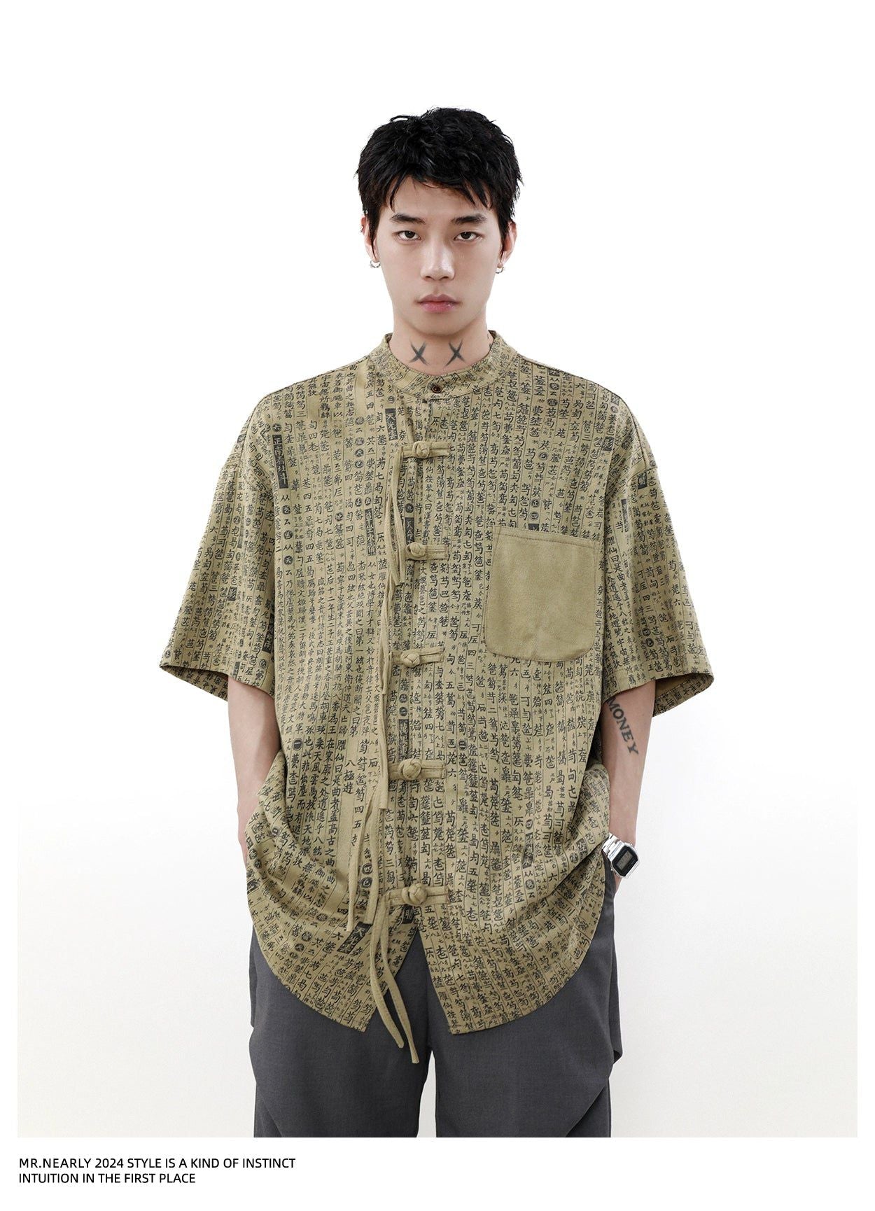 Chinese Style Full-Print Shirt Korean Street Fashion Shirt By Mr Nearly Shop Online at OH Vault
