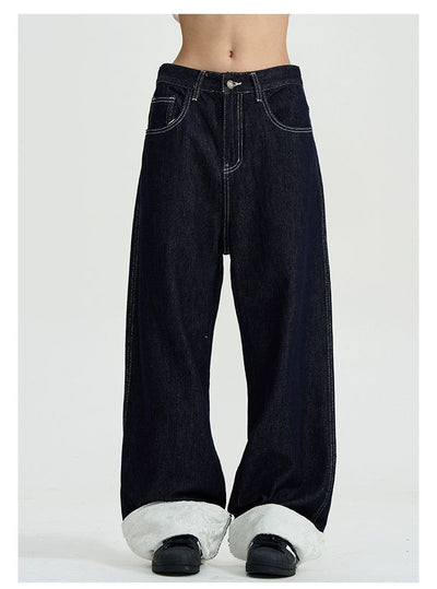 Stitched Cuff Jeans Korean Street Fashion Jeans By A PUEE Shop Online at OH Vault