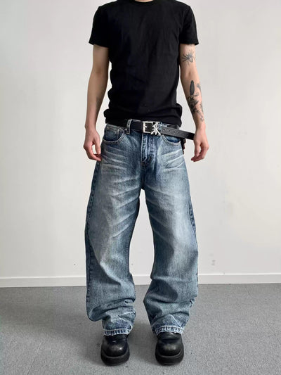 Faded Regular Fit Jeans Korean Street Fashion Jeans By Made Extreme Shop Online at OH Vault