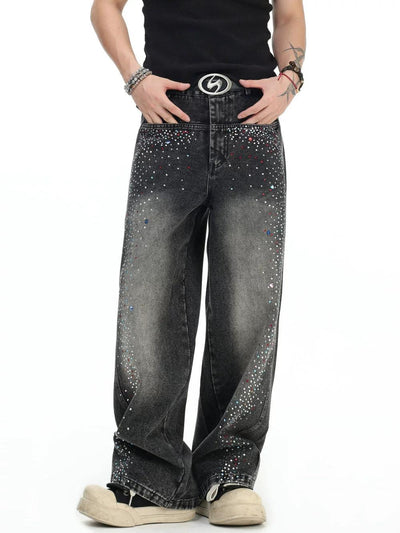 Gradient Faded Semi-Gem Jeans Korean Street Fashion Jeans By INS Korea Shop Online at OH Vault