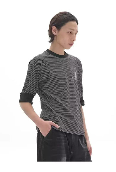 Pinstripe Mid-Length Sleeve T-Shirt Korean Street Fashion T-Shirt By Pioneer of Heroism Shop Online at OH Vault