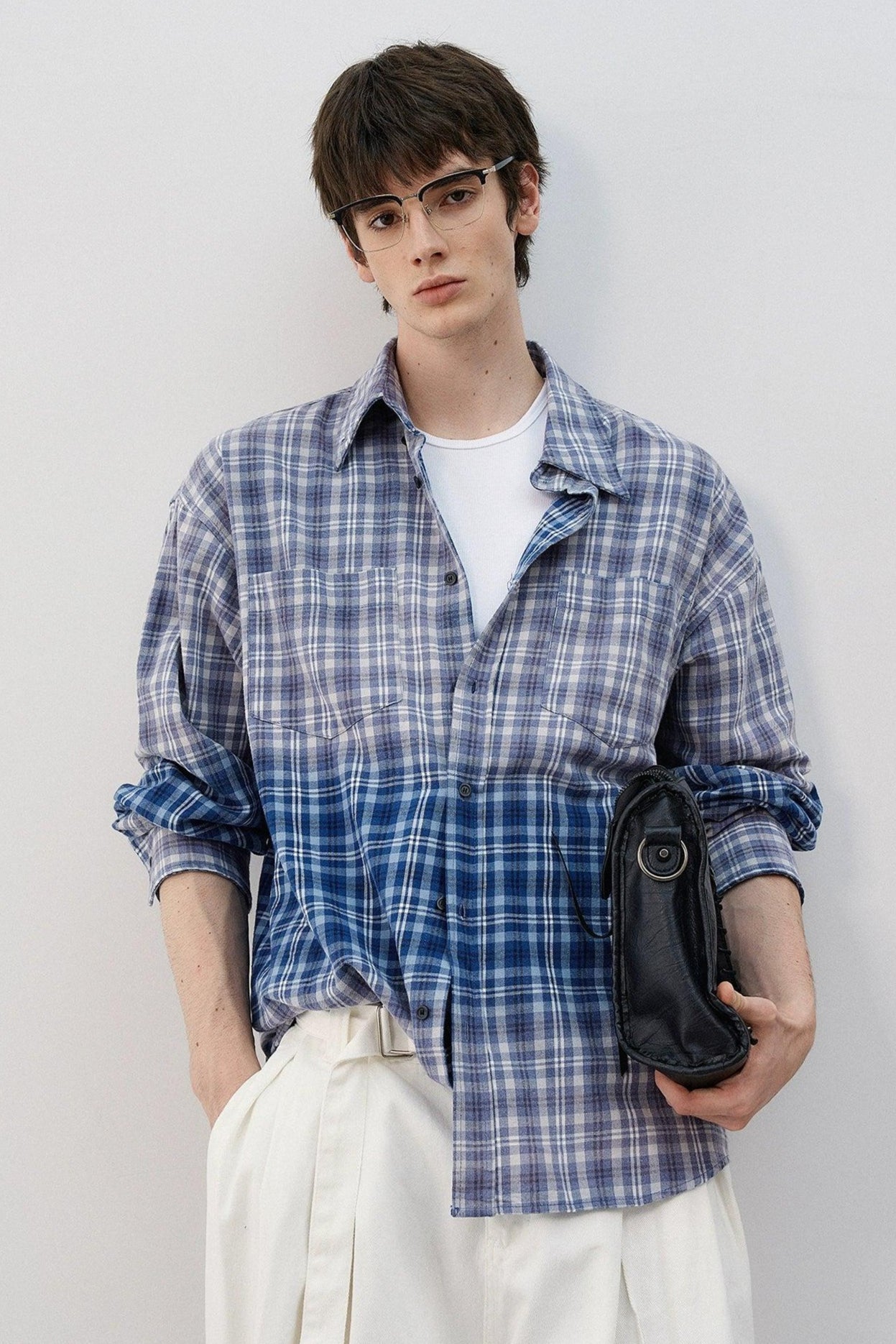 Tie-Dyed Checkered L/S Shirt Korean Street Fashion Shirt By MaxDstr Shop Online at OH Vault