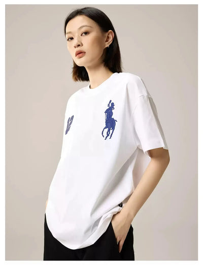 Embroidered Contrast T-Shirt Korean Street Fashion T-Shirt By Remedy Shop Online at OH Vault