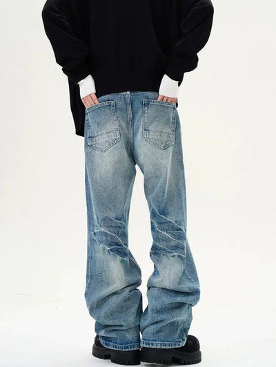 Lightning Washed Straight Jeans Korean Street Fashion Jeans By 77Flight Shop Online at OH Vault