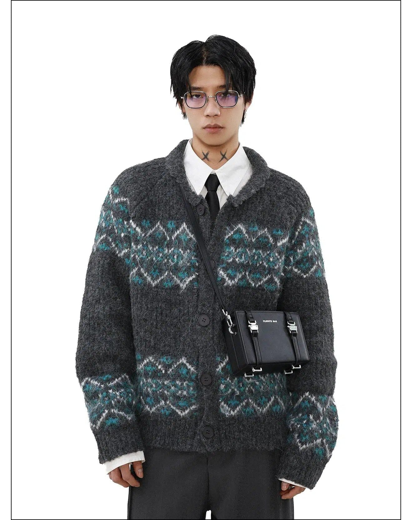 Abstract Pattern Knit Cardigan Korean Street Fashion Cardigan By Mr Nearly Shop Online at OH Vault