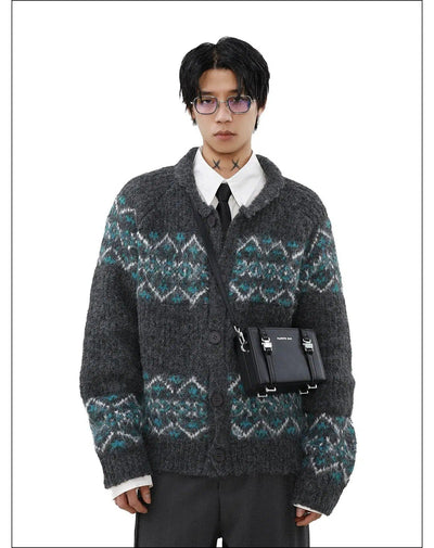 Abstract Pattern Knit Cardigan Korean Street Fashion Cardigan By Mr Nearly Shop Online at OH Vault