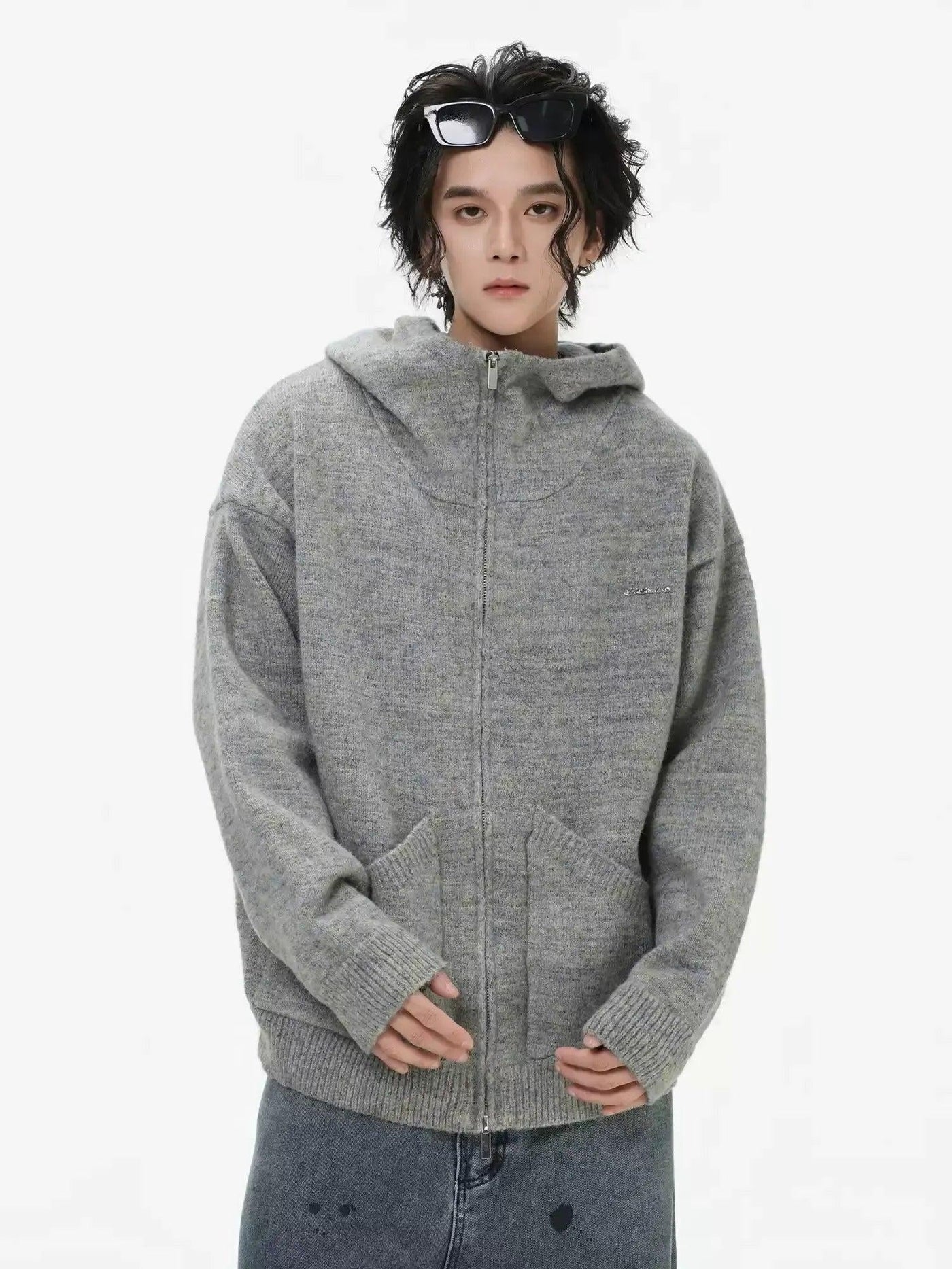 Comfy Hooded Full-Zip Sweater Korean Street Fashion Sweater By INS Korea Shop Online at OH Vault