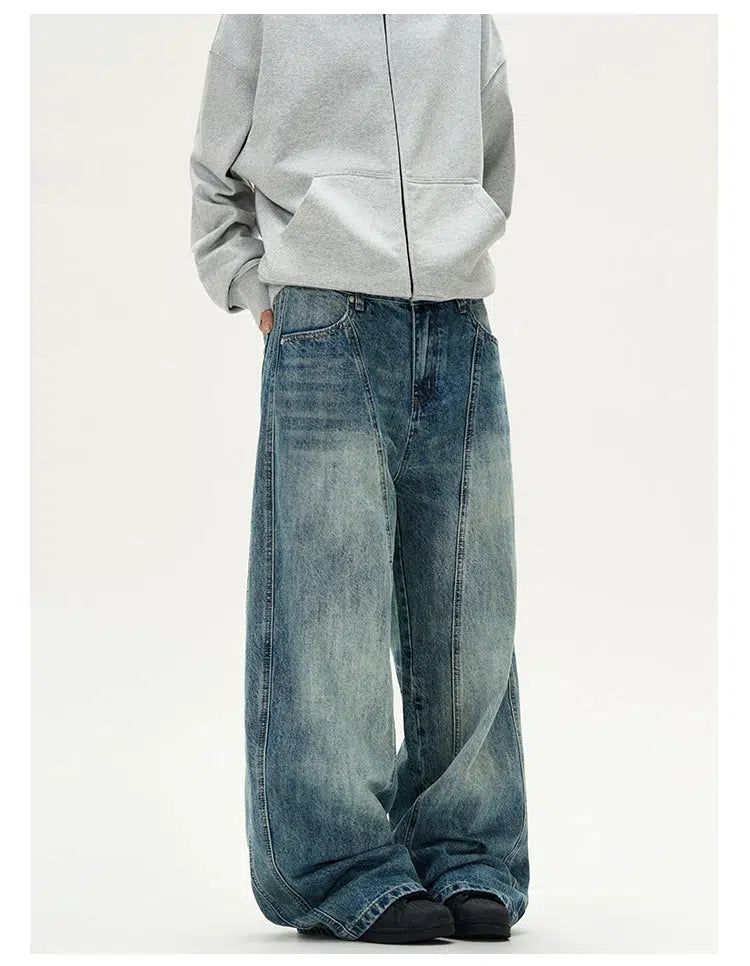 Washed Scimitar Style Jeans Korean Street Fashion Jeans By A PUEE Shop Online at OH Vault