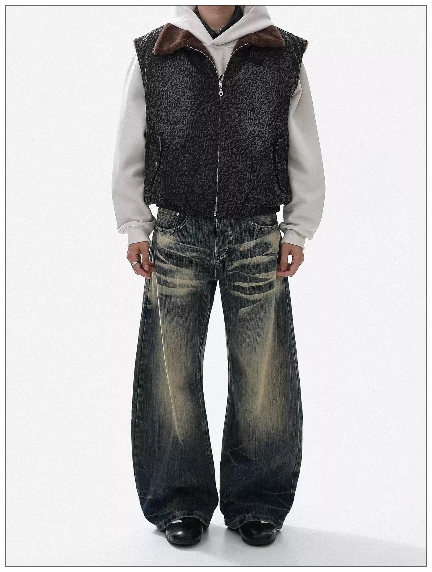 Sand Wash Wide Leg Jeans Korean Street Fashion Jeans By Mr Nearly Shop Online at OH Vault
