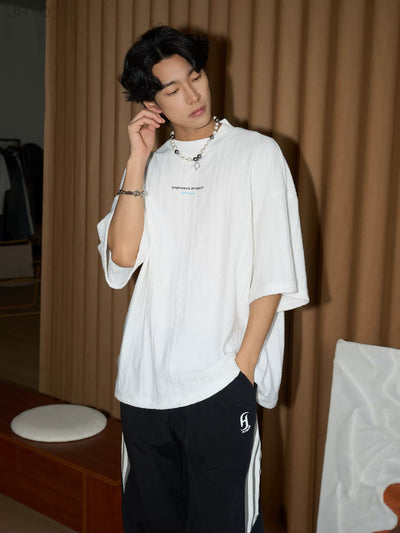 Patterned and Textured Knit T-Shirt Korean Street Fashion T-Shirt By JHYQ Shop Online at OH Vault