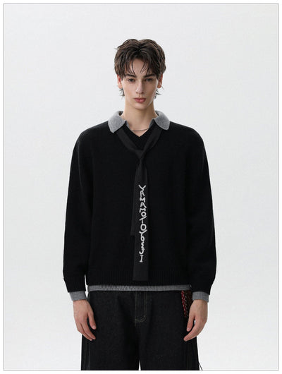 Layered Contrast Sweater Korean Street Fashion Sweater By Mr Nearly Shop Online at OH Vault
