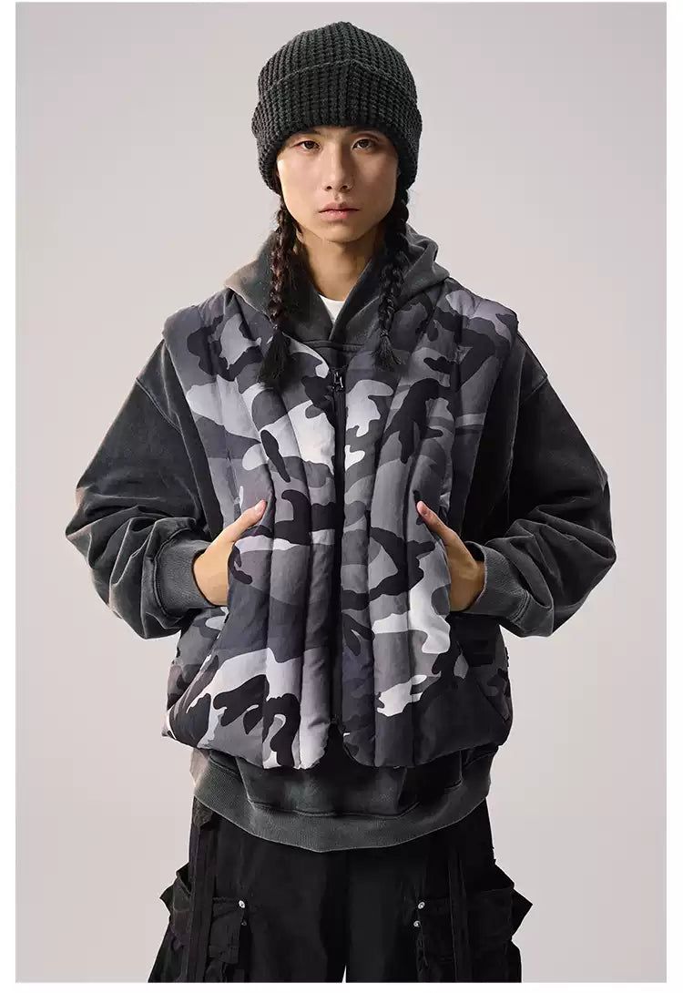 Reversible Camouflage Quilted Puffer Vest Korean Street Fashion Vest By Remedy Shop Online at OH Vault