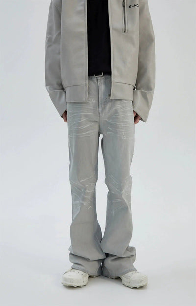 Coated Washed Flared Jeans Korean Street Fashion Jeans By Ash Dark Shop Online at OH Vault