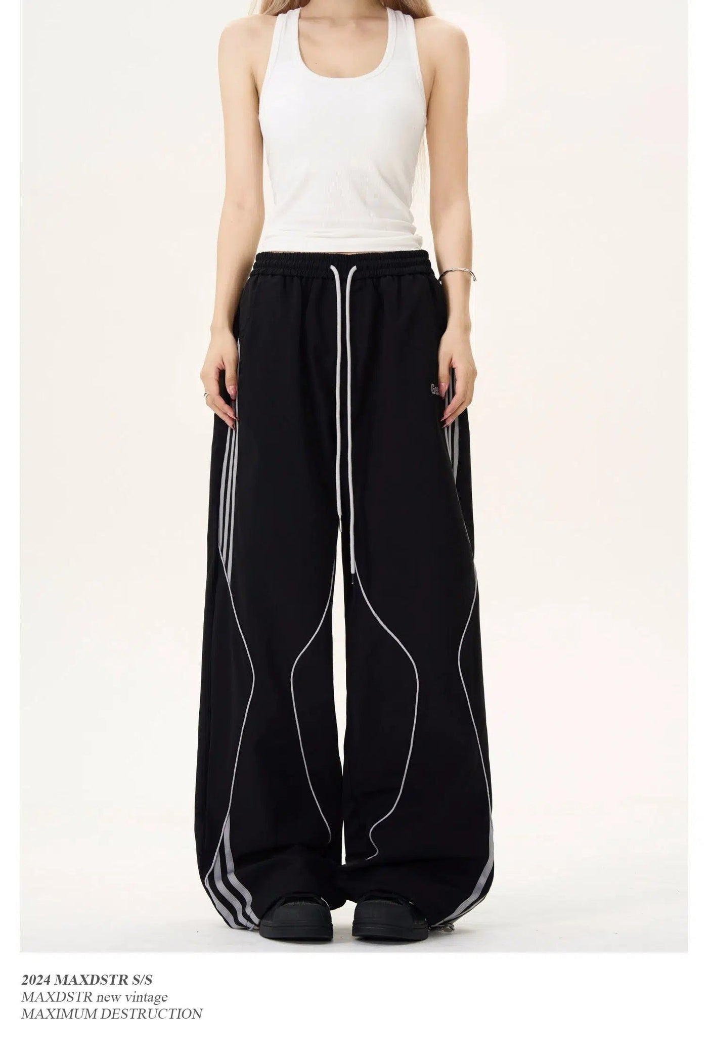 Stripes Reflective Line Track Pants Korean Street Fashion Pants By MaxDstr Shop Online at OH Vault