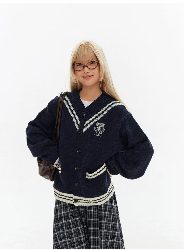 School Style Knit Cardigan Korean Street Fashion Cardigan By Crying Center Shop Online at OH Vault