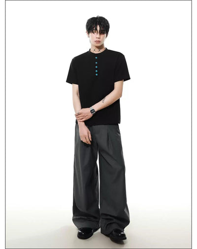 Contrast Buttons T-Shirt Korean Street Fashion T-Shirt By Mr Nearly Shop Online at OH Vault