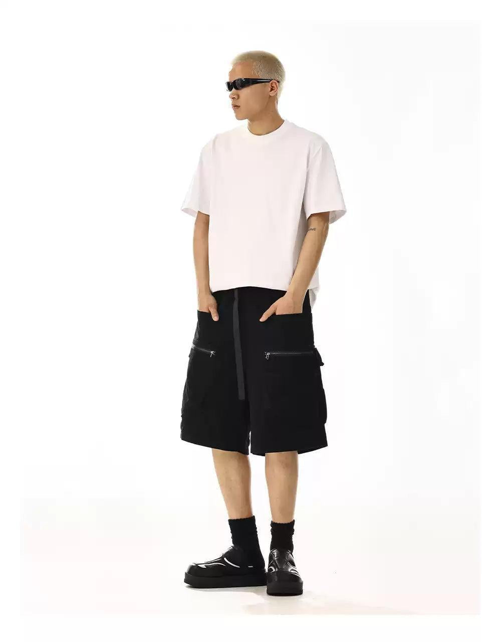 Belted Strap Cargo Shorts Korean Street Fashion Shorts By MEBXX Shop Online at OH Vault