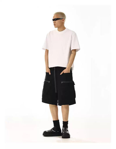 Belted Strap Cargo Shorts Korean Street Fashion Shorts By MEBXX Shop Online at OH Vault