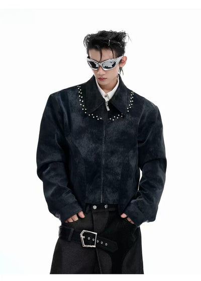 Tie-Dye Pearl Embellished Jacket Korean Street Fashion Jacket By Argue Culture Shop Online at OH Vault