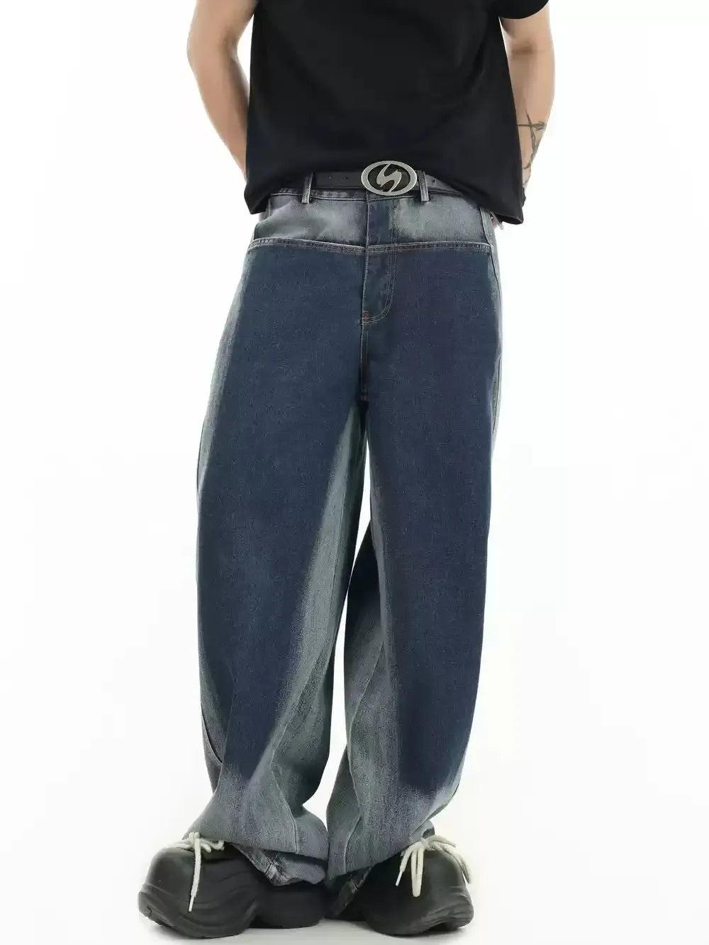 Spliced Irregular Faded Jeans Korean Street Fashion Jeans By INS Korea Shop Online at OH Vault