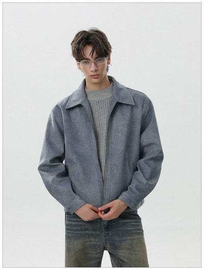 Brushed Textured Zip-Up Jacket Korean Street Fashion Jacket By Mr Nearly Shop Online at OH Vault