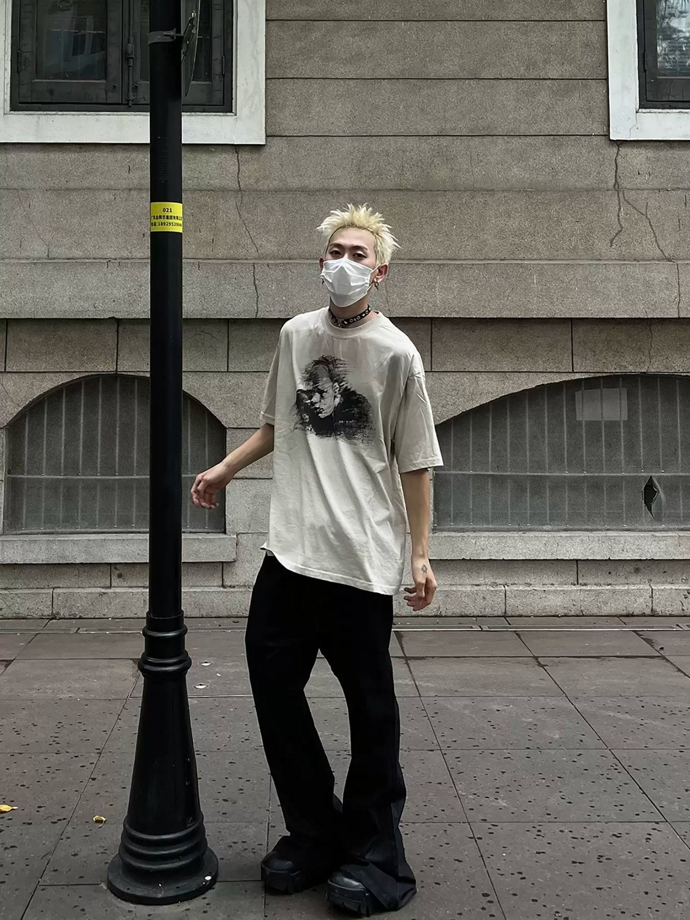 Smudged Painted Portrait T-Shirt Korean Street Fashion T-Shirt By MaxDstr Shop Online at OH Vault