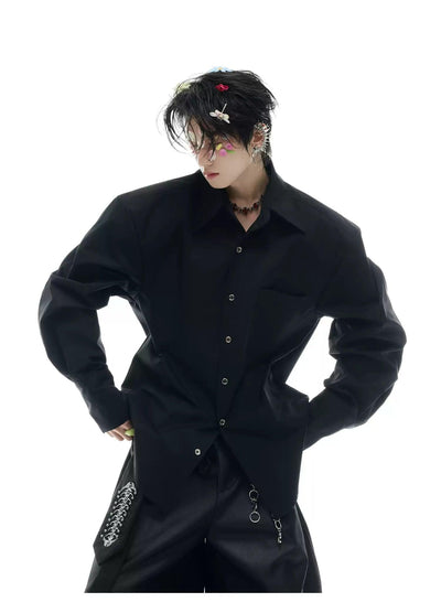 Back Spine Embroidered Tie Shirt Korean Street Fashion Shirt By Argue Culture Shop Online at OH Vault