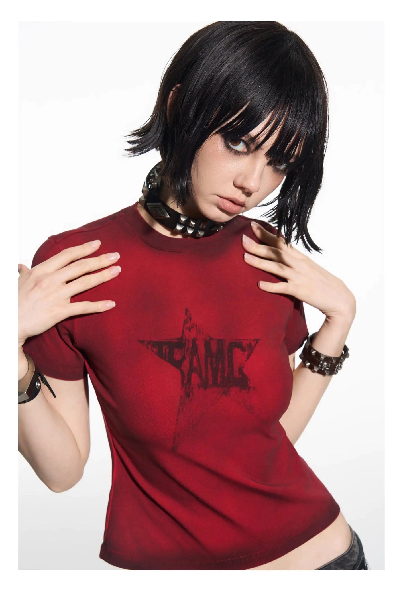 Grunge Star Cropped T-Shirt Korean Street Fashion T-Shirt By Team Geek Shop Online at OH Vault