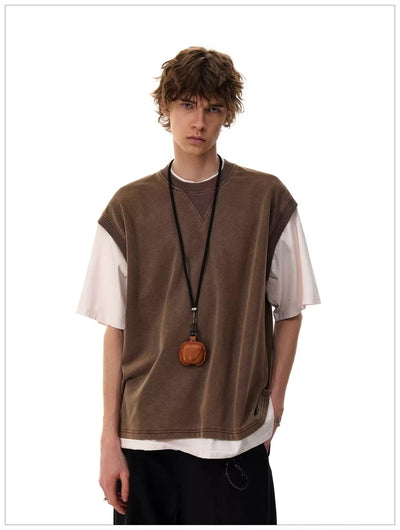 Layered Vest Style T-Shirt Korean Street Fashion T-Shirt By Mr Nearly Shop Online at OH Vault