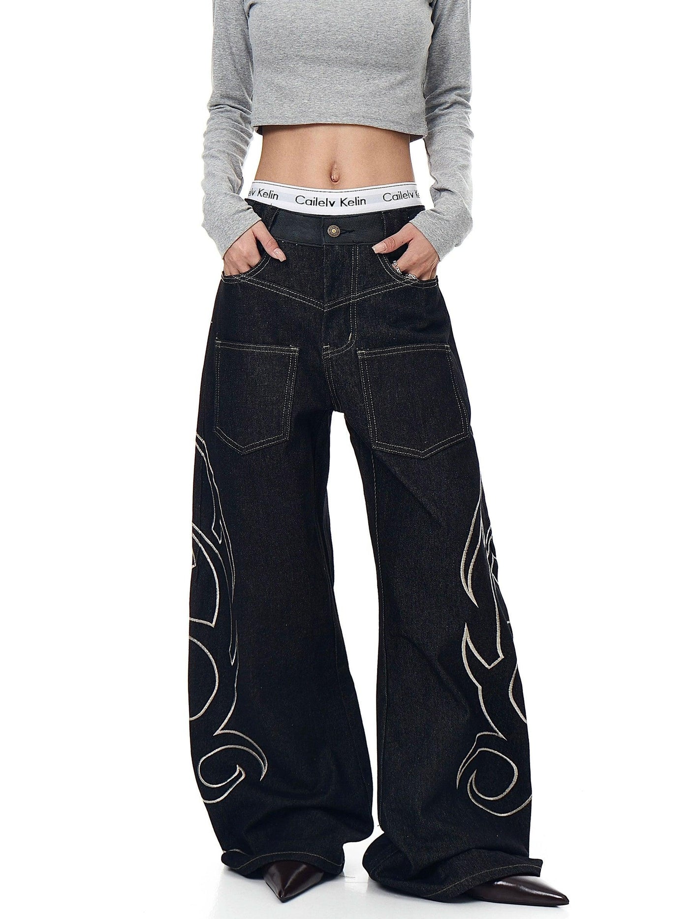 Grunged Front Pockets Jeans Korean Street Fashion Jeans By Blacklists Shop Online at OH Vault
