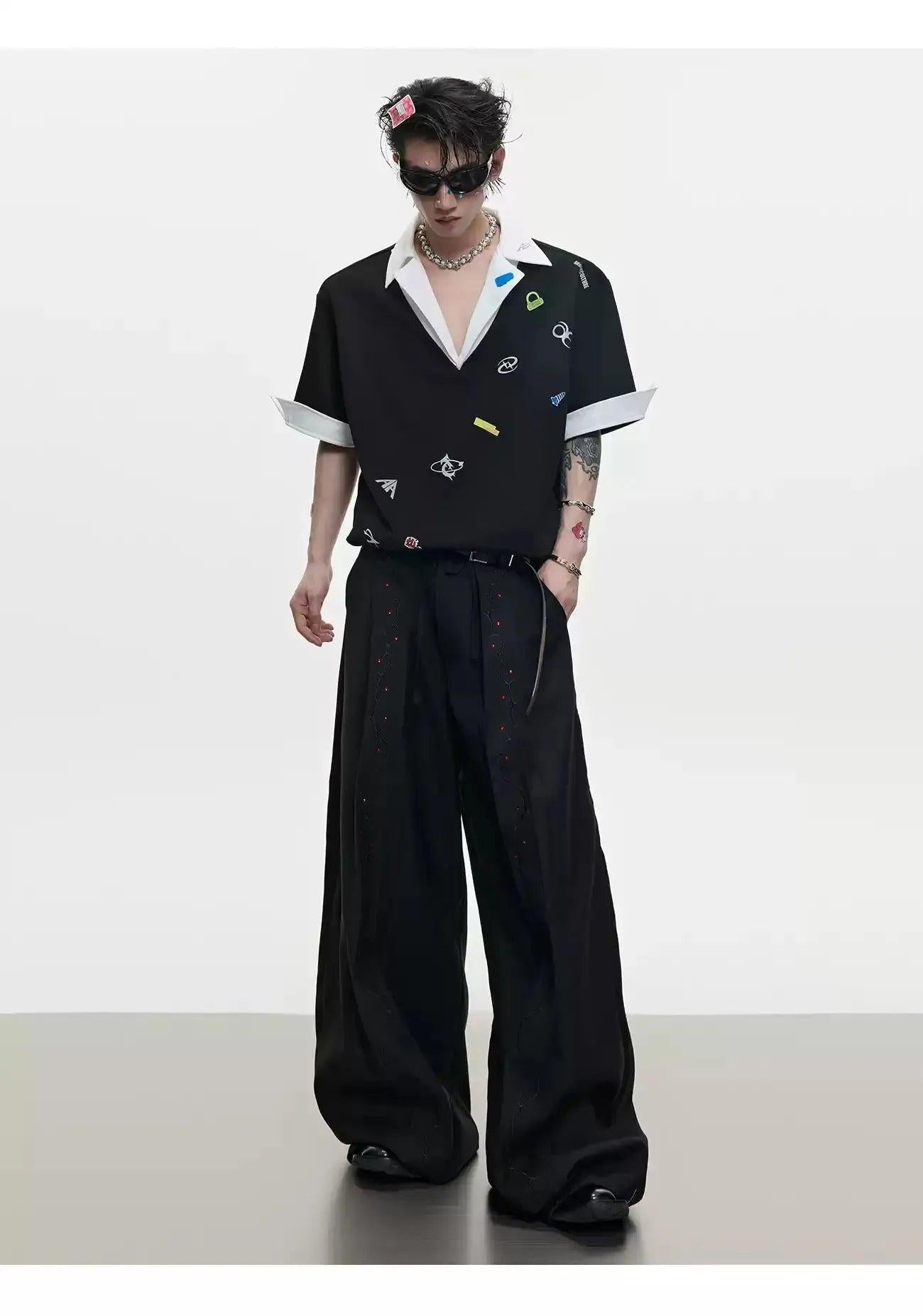 Spliced Logo Print T-Shirt Korean Street Fashion Shirt By Argue Culture Shop Online at OH Vault
